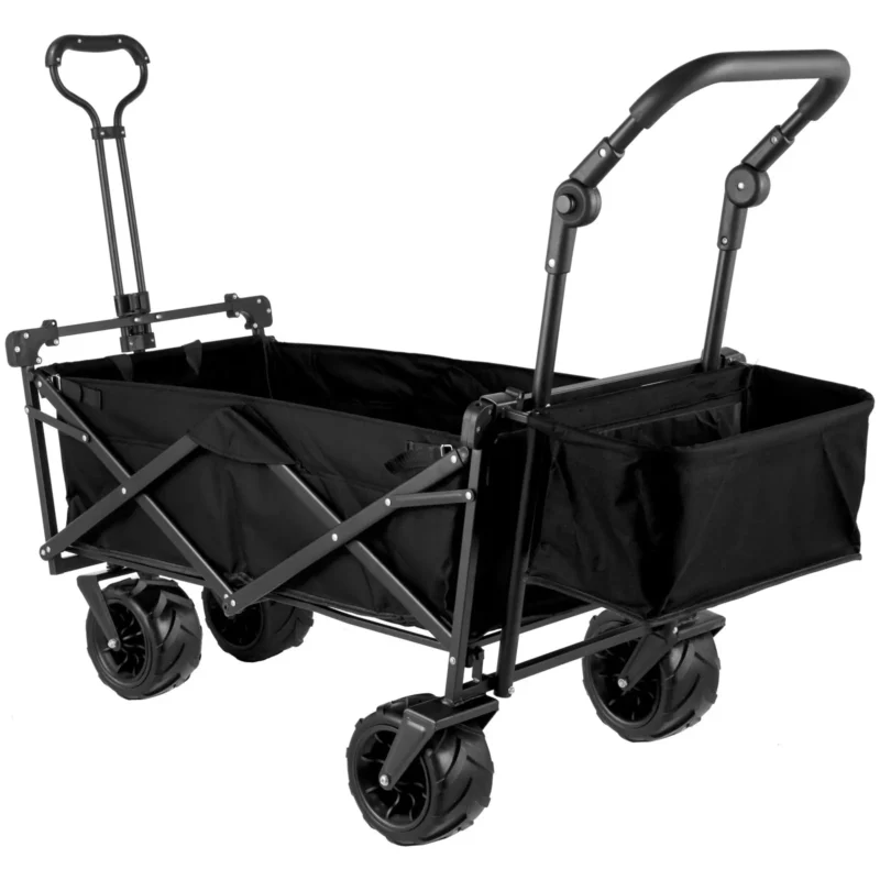 Extra Large Collapsible Garden Cart with Removable Canopy, Folding Wagon Utility Carts with Wheels and Rear Storage, Wagon Cart for Garden, Camping, Grocery Cart, Shopping Cart, Black - Image 8