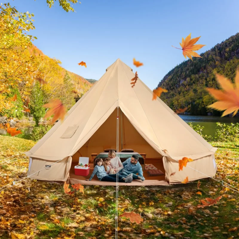 VEVOR Canvas Bell Tent, 4 Seasons 7 m/22.97 ft Yurt Tent, Canvas Tent for Camping with Stove Jack, Breathable Tent Holds up to 12 People, Family Camping Outdoor Hunting Party - Image 7