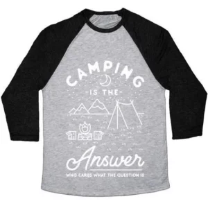 CAMPING IS THE ANSWER UNISEX TRI-BLEND BASEBALL TEE