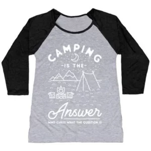 CAMPING IS THE ANSWER WOMEN'S TRI-BLEND BASEBALL TEE