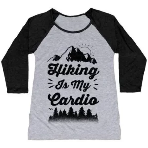 HIKING IS MY CARDIO WOMEN'S TRI-BLEND BASEBALL TEE