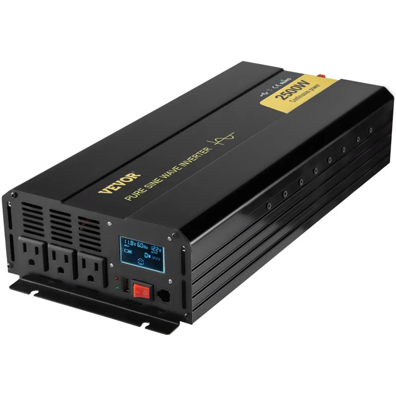 Pure Sine Wave Inverter, 2500 Watt Power Inverter, DC 12V to AC 120V Car Inverter, with USB Port, LCD Display, and Remote Controller Power Converter, for RV Truck Car Solar System Travel Camping - Image 2