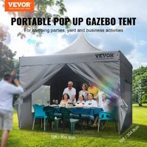 10x10 FT Pop up Canopy with Removable Sidewalls, Instant Canopies Portable Gazebo & Wheeled Bag, UV Resistant Waterproof, Enclosed Canopy Tent for Outdoor Events, Patio, Backyard, Party, Camping