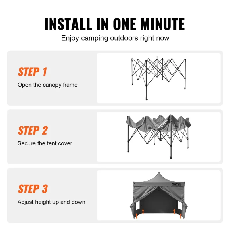 10x10 FT Pop up Canopy with Removable Sidewalls, Instant Canopies Portable Gazebo & Wheeled Bag, UV Resistant Waterproof, Enclosed Canopy Tent for Outdoor Events, Patio, Backyard, Party, Camping - Image 4