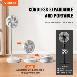 Portable Fan Rechargeable 13 inch, Battery Powered Fan with LED Lantern, 4 Speeds Adjustable & 45/90Automatic Swivel & Timer , USB Battery Operated Fans for Travel Bedroom Home Camping Office