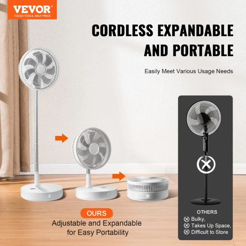Portable Fan Rechargeable 13 inch, Battery Powered Fan with LED Lantern, 4 Speeds Adjustable & 45/90Automatic Swivel & Timer , USB Battery Operated Fans for Travel Bedroom Home Camping Office