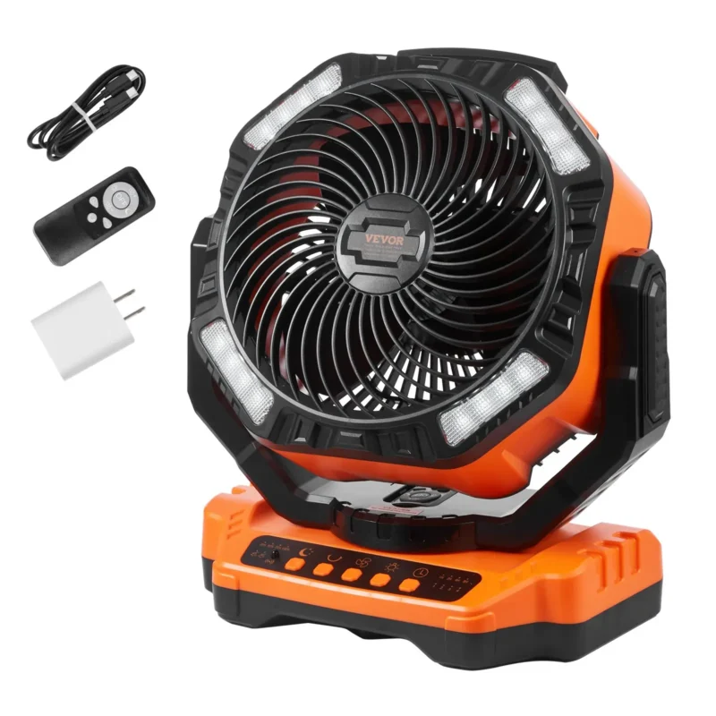 Portable Fan Rechargeable 13 inch, Battery Powered Fan with LED Lantern, 4 Speeds Adjustable & 45/90Automatic Swivel & Timer , USB Battery Operated Fans for Travel Bedroom Home Camping Office - Image 22