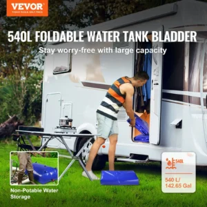 540L/142.65 Gallon Water Storage Bladder, Water Tank, 1000D Blue PVC Collapsible Water Storage Containers, Large Capacity Soft Water Bag,Water Bladder,Fire Prevention,Camping,Emergency Water Use