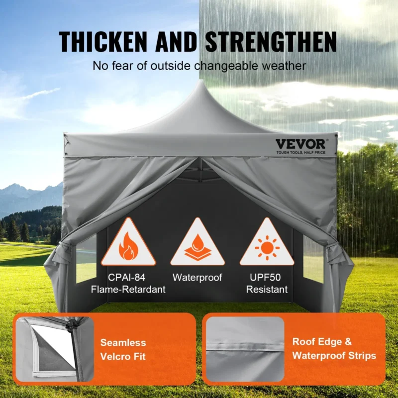 10x10 FT Pop up Canopy with Removable Sidewalls, Instant Canopies Portable Gazebo & Wheeled Bag, UV Resistant Waterproof, Enclosed Canopy Tent for Outdoor Events, Patio, Backyard, Party, Camping - Image 12