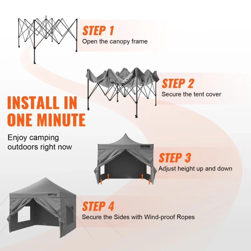 10x10 FT Pop up Canopy with Removable Sidewalls, Instant Canopies Portable Gazebo & Wheeled Bag, UV Resistant Waterproof, Enclosed Canopy Tent for Outdoor Events, Patio, Backyard, Party, Camping - Image 13