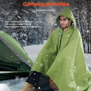 Camping Blanket 79" x 59" Wearable Warm Stadium Blanket Outdoor Army Green