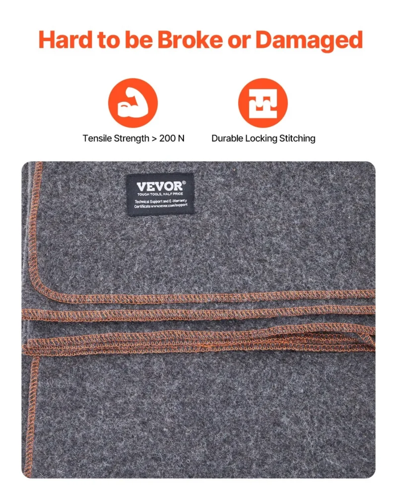 Wool Camping Blanket 64" x 88" Warm for Camping Hiking Travel Light Grey - Image 3