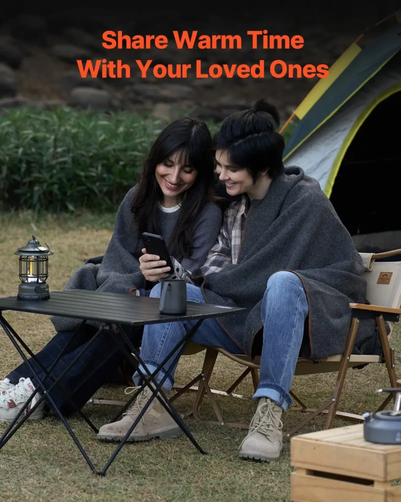 Wool Camping Blanket 64" x 88" Warm for Camping Hiking Travel Light Grey - Image 4