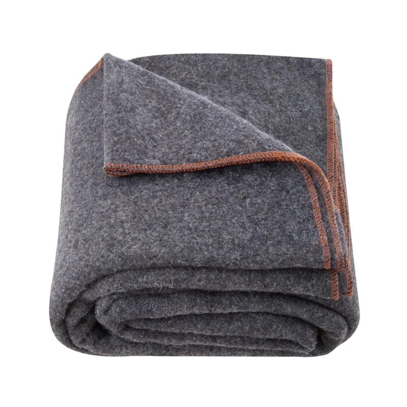 Wool Camping Blanket 64" x 88" Warm for Camping Hiking Travel Light Grey - Image 9