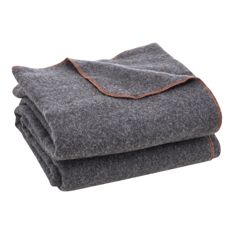 Wool Camping Blanket 64" x 88" Warm for Camping Hiking Travel Light Grey - Image 10