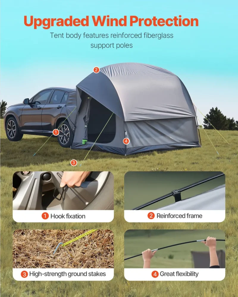 SUV Camping Tent Outdoor SUV Tent with 2 Doors Waterproof for 5-8 Person
