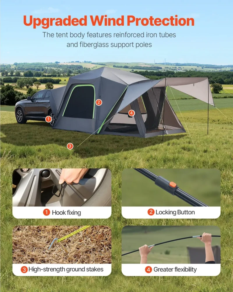 SUV Camping Tent Outdoor SUV Tent with Awning Waterproof for 5-8 Person