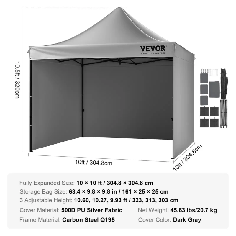 10x10 FT Pop up Canopy with Removable Sidewalls, Instant Canopies Portable Gazebo & Wheeled Bag, UV Resistant Waterproof, Enclosed Canopy Tent for Outdoor Events, Patio, Backyard, Party, Camping - Image 21